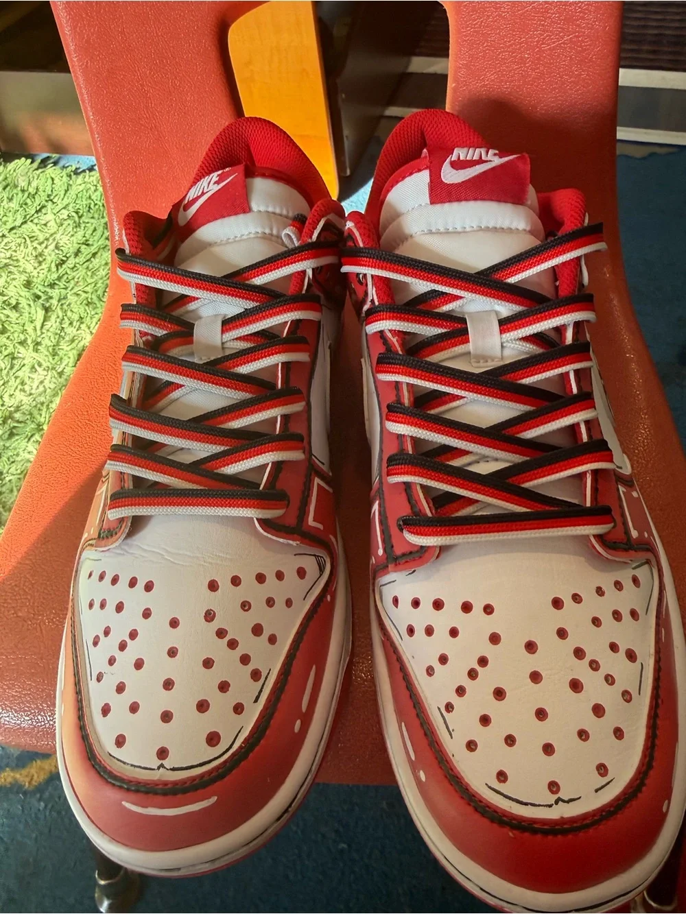 Size 10 - Nike Dunk 2025 Low St. John's, Custom Hand Painted “ CARTOON TIME “